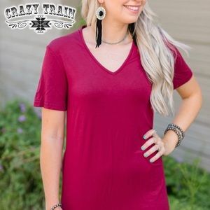 Crazy Train Forever Fave Basic Top - Maroon